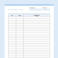Editable Expense Tracking Template - Light Blue