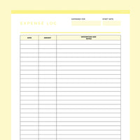Editable Expense Tracking Template - Yellow