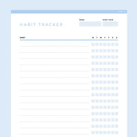 Editable Habit Tracker Template - Light Blue