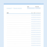 Editable Habit Tracker Template - Light Blue