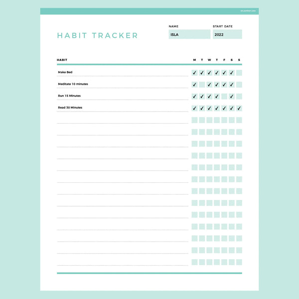 Editable Habit Tracker Template