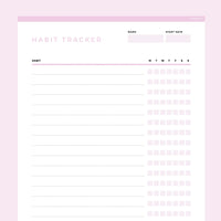 Editable Habit Tracker Template - Pink