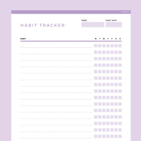Editable Habit Tracker Template - Purple