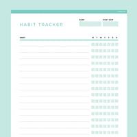 Editable Habit Tracker Template - Teal