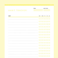 Editable Habit Tracker Template - Yellow