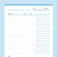 Editable Medication Tracker Template - Dark Blue