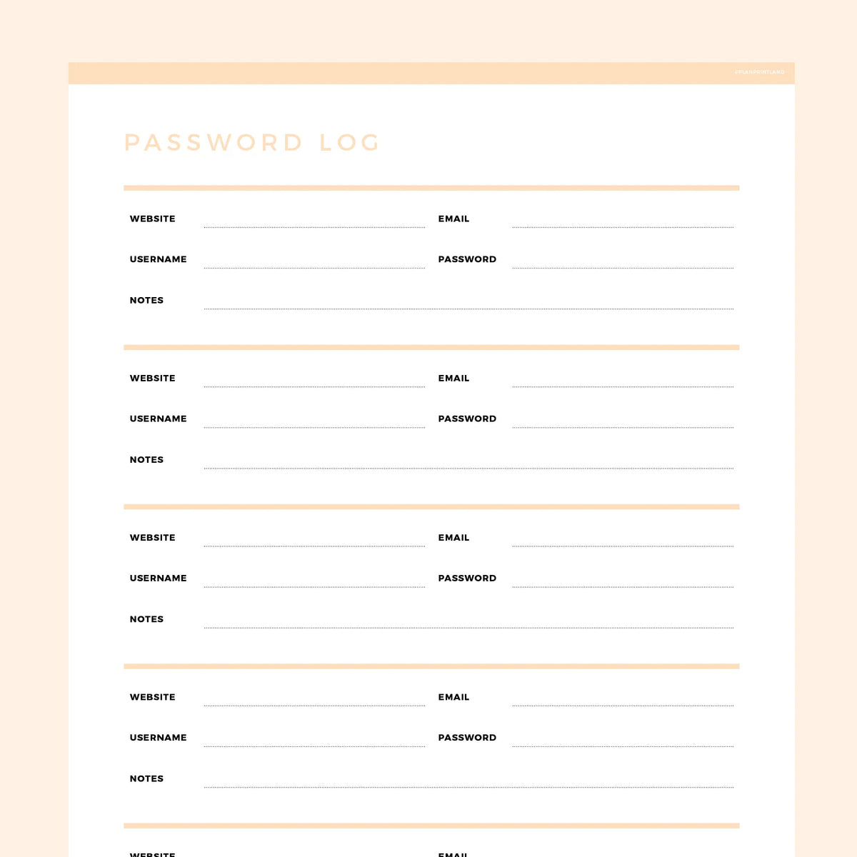 Editable Password Tracker Template | Instant Download Fillable PDF | A4 ...