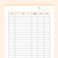 Editable Simple Sales Tracker - Orange