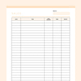 Editable Simple Sales Tracker - Orange