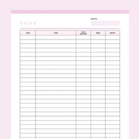 Editable Simple Sales Tracker - Pink