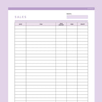 Editable Simple Sales Tracker - Purple