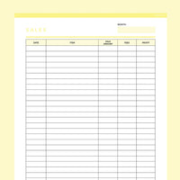 Editable Simple Sales Tracker - Yellow