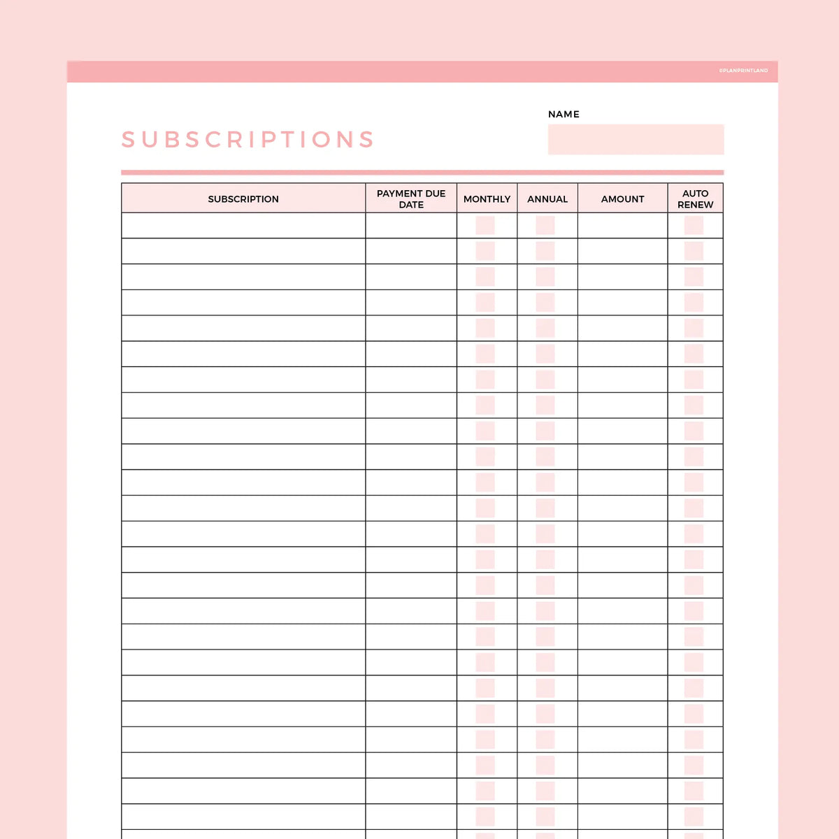 Editable Subscription Tracker Template Instant Download Fillable PDF Editable Subscription Tracker Template Instant Download Fillable PDF