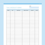 Editable Tax Deduction Tracker - Dark Blue
