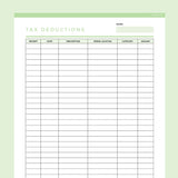 Editable Tax Deduction Tracker - Green