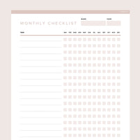 Editable To Do Checklist Monthly Template - Brown