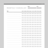 Editable To Do Checklist Monthly Template - Grey