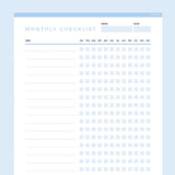 Editable To Do Checklist Monthly Template - Light Blue