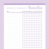 Editable To Do Checklist Monthly Template - Purple