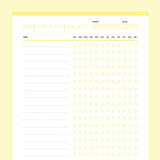 Editable To Do Checklist Monthly Template - Yellow