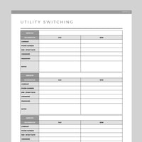 Editable Utility Switching Tracker - Grey