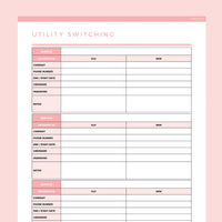 Editable Utility Switching Tracker - Red