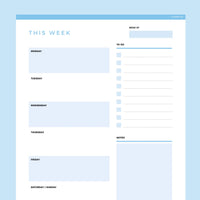 Editable Weekly Planner Template - Dark Blue
