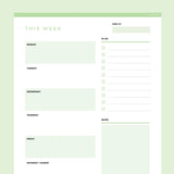 Editable Weekly Planner Template - Green