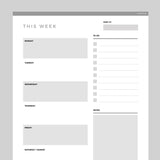 Editable Weekly Planner Template - Grey
