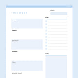 Editable Weekly Planner Template - Light Blue