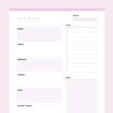 Editable Weekly Planner Template - Pink