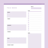 Editable Weekly Planner Template - Purple
