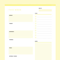 Editable Weekly Planner Template - Yellow