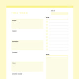 Editable Weekly Planner Template - Yellow