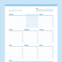 Editable Workout Planner Template - Dark Blue