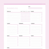 Editable Workout Planner Template - Pink