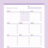Editable Workout Planner Template - Purple