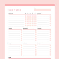 Editable Workout Planner Template - Red