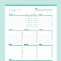 Editable Workout Planner Template - Teal