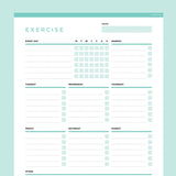 Editable Workout Planner Template - Teal