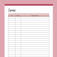 Expense Tracker Printable - Red