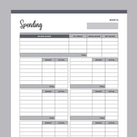 Expense Tracking Template Printable - Grey