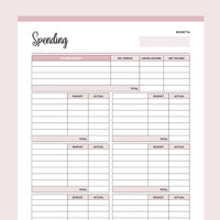 Expense Tracking Template Printable - Pink