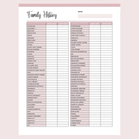 Family Medical History Template Printable
