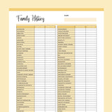 Family Medical History Template Printable - Yellow