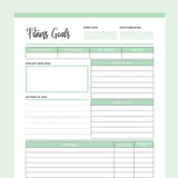 Fitness Goals Template Printable - Green