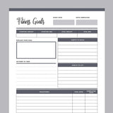 Fitness Goals Template Printable - Grey