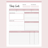 Fitness Goals Template Printable