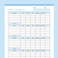 Food Journal Template Editable - Dark Blue