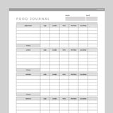 Food Journal Template Editable - Grey